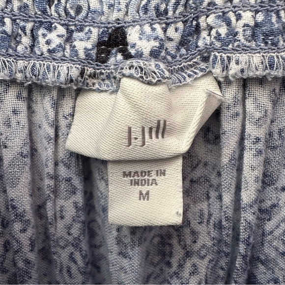 J. Jill Boye White Boho Smocked Midi Skirt Tassel Drawstring Tie - Picture 9 of 12